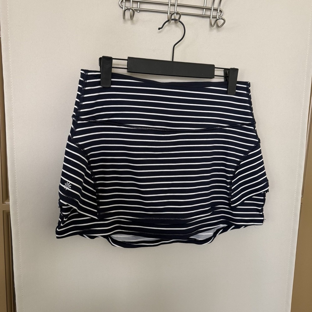 Athleta Womens Small Navy Blue White Stripe Stealth Skort Golf Tennis Athletic